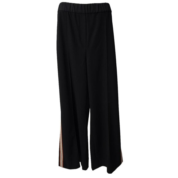 ME+EM Side Stripe Track Pant 14 US 18 UK Wide Leg Trouser Black Zip Pockets NEW - Picture 2 of 15